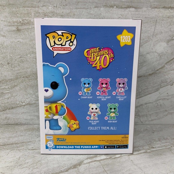 Care Bears 40th Anniversary Champ Bear Pop #1203 Flocked Chase Funko - Picture 3 of 6